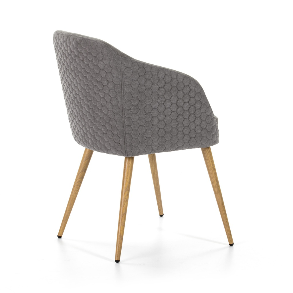 Silla Punta tapizada gris, pata roble