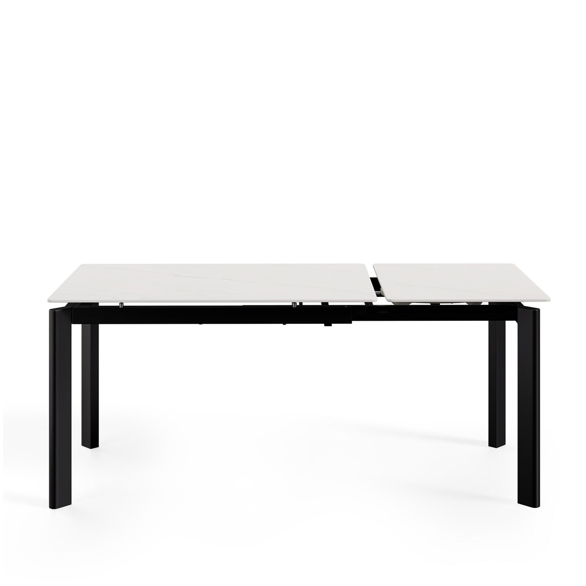 Mesa Alba blanco/negro, vista lateral con la extensión abierta