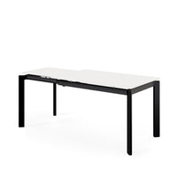 Mesa Alba blanco/negro, vista de perfil con la extensión abierta