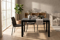 Mesa Alba gris/negro, vista en tres cuartos