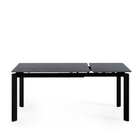 Mesa Alba gris/negro, vista lateral con la extensión abierta