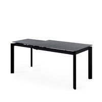 Mesa Alba gris/negro, vista de perfil con la extensión abierta