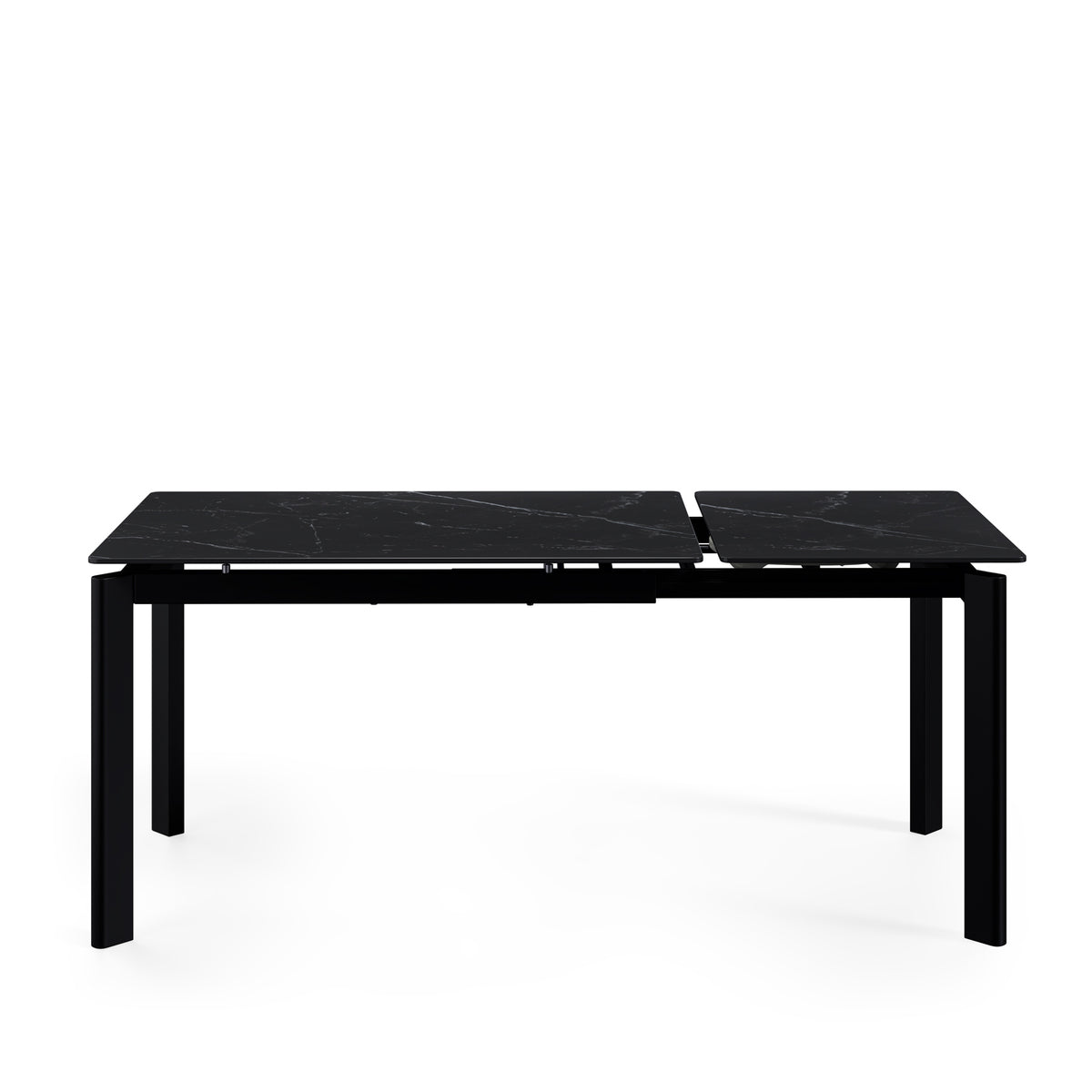 Mesa Alba negro/negro, vista lateral con la extensión abierta