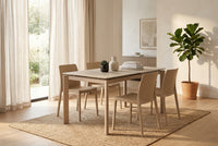 Mesa Alba travertino/beige, vista en tres cuartos