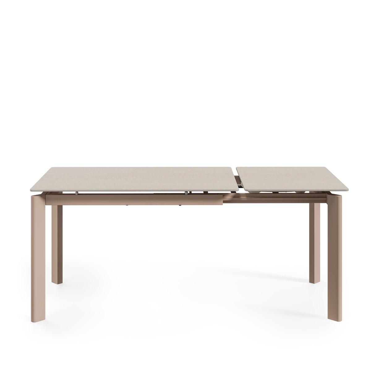 Mesa Alba travertino/beige, vista lateral con la extensión abierta